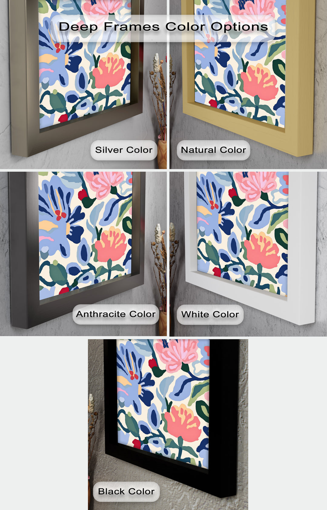Bold Garden Whimsy – Lebendiges Boho-Blumen-Ölgemälde