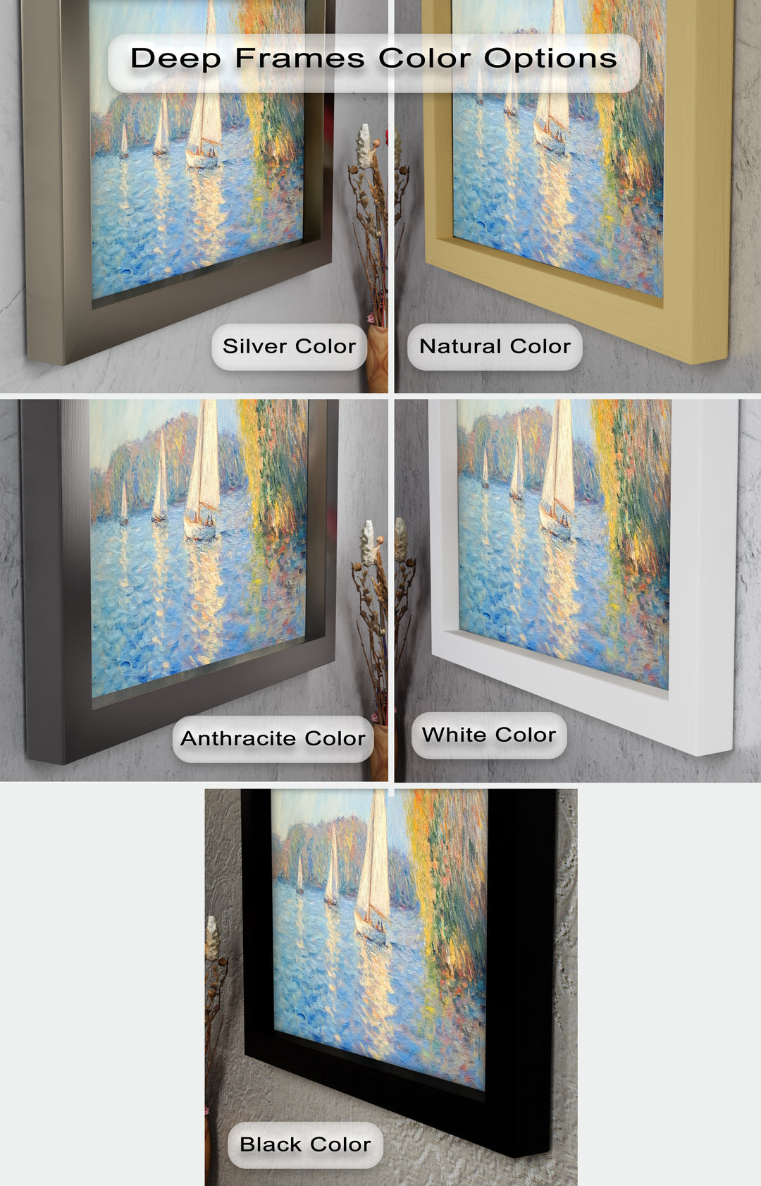 Tranquil Sails at Sunset – Impressionist Boat Scene Oil Painting