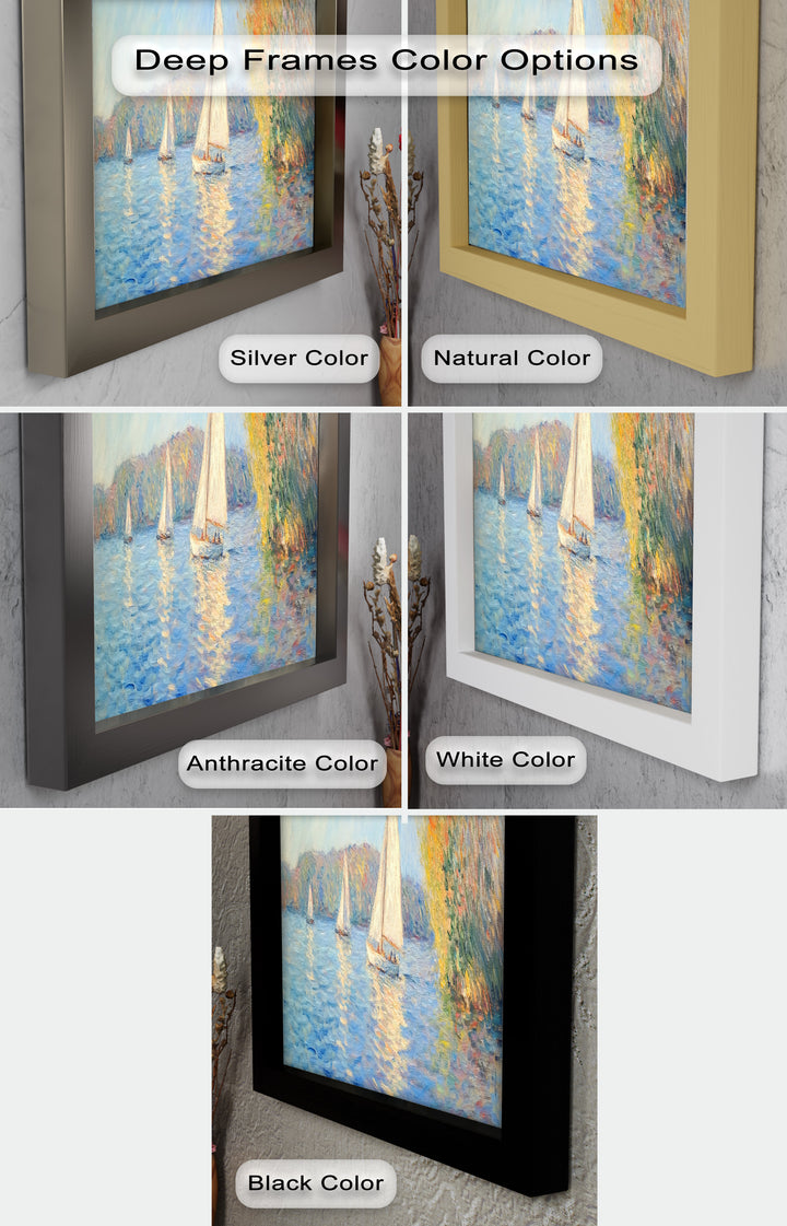 Tranquil Sails at Sunset – Impressionist Boat Scene Oil Painting