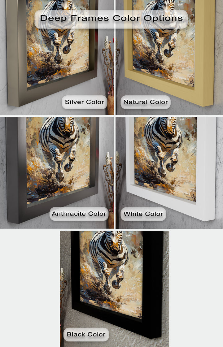 Charging Zebra in Dust Storm – Wildlife Animal Oil Painting