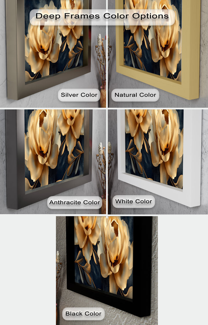 Golden Bloom Elegance – Flower Oil Painting
