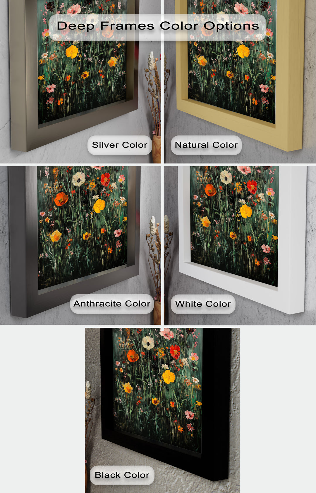 Wild Meadow Bloom – Colorful Field Flowers Flower Oil Painting