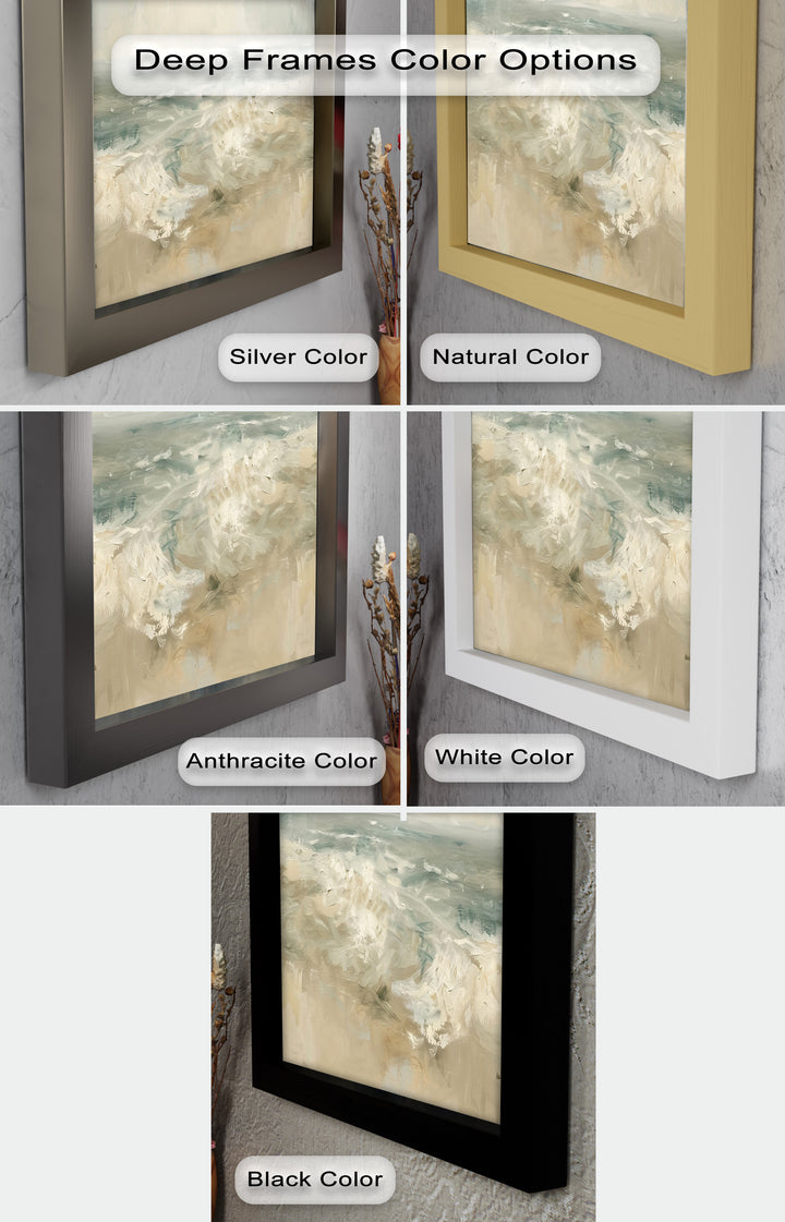 Modern Earthy Green Abstract Landscape – Coastal Serenity Oil Painting