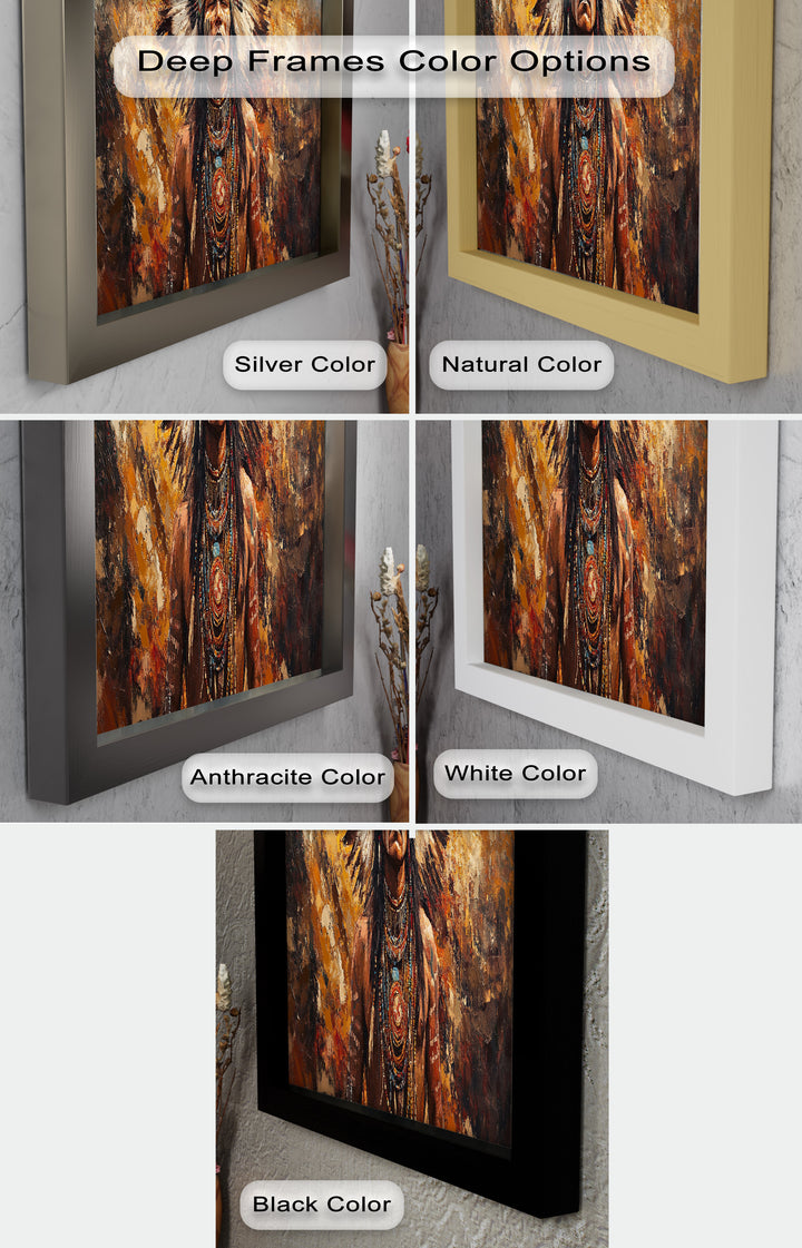 Sacred Flame – Tribal Warrior Portrait Oil Painting