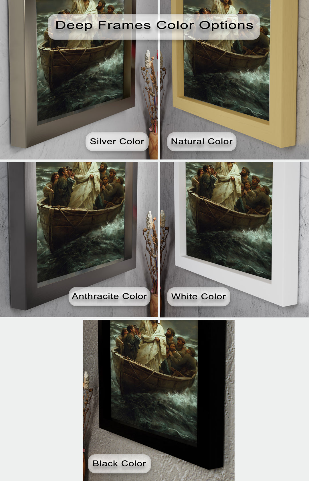Jesus Calming the Storm Wall Art – Religious Oil Painting