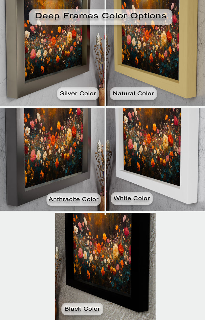Autumn Forest Flower Wall Art – Colorful Floral Oil Painting