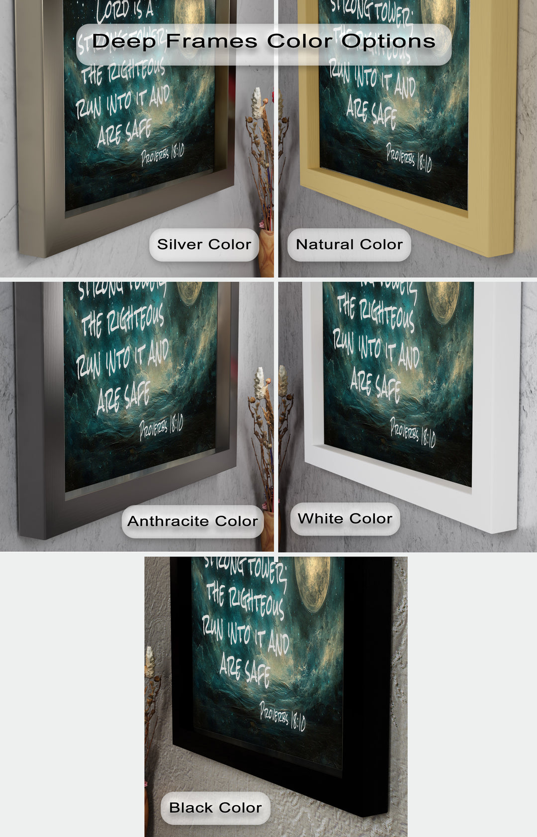 Proverbs 18:10 – Strong Tower Bible Verse Oil Painting