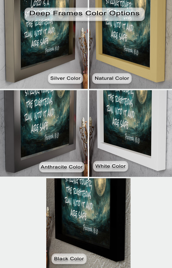 Proverbs 18:10 – Strong Tower Bible Verse Oil Painting