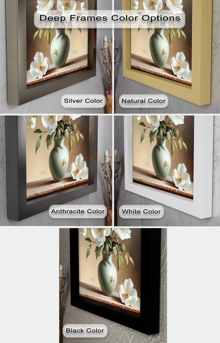 White Peony Still Life – Classic Floral Arrangement Flower Oil Painting