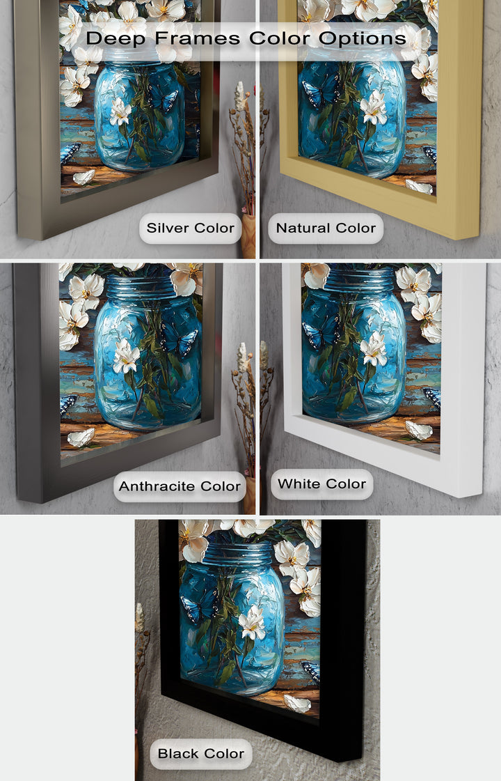 Flowers and Blue Butterflies – Elegant Nature Oil Painting