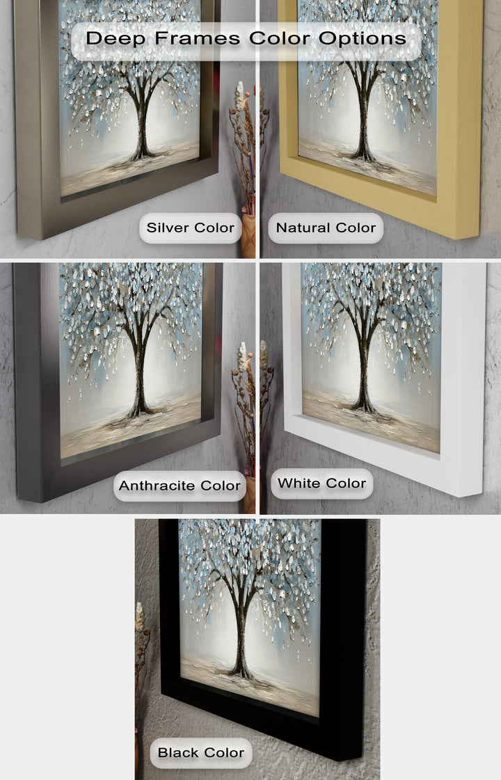 Snowflower Tree – Modern Framed Oil Painting