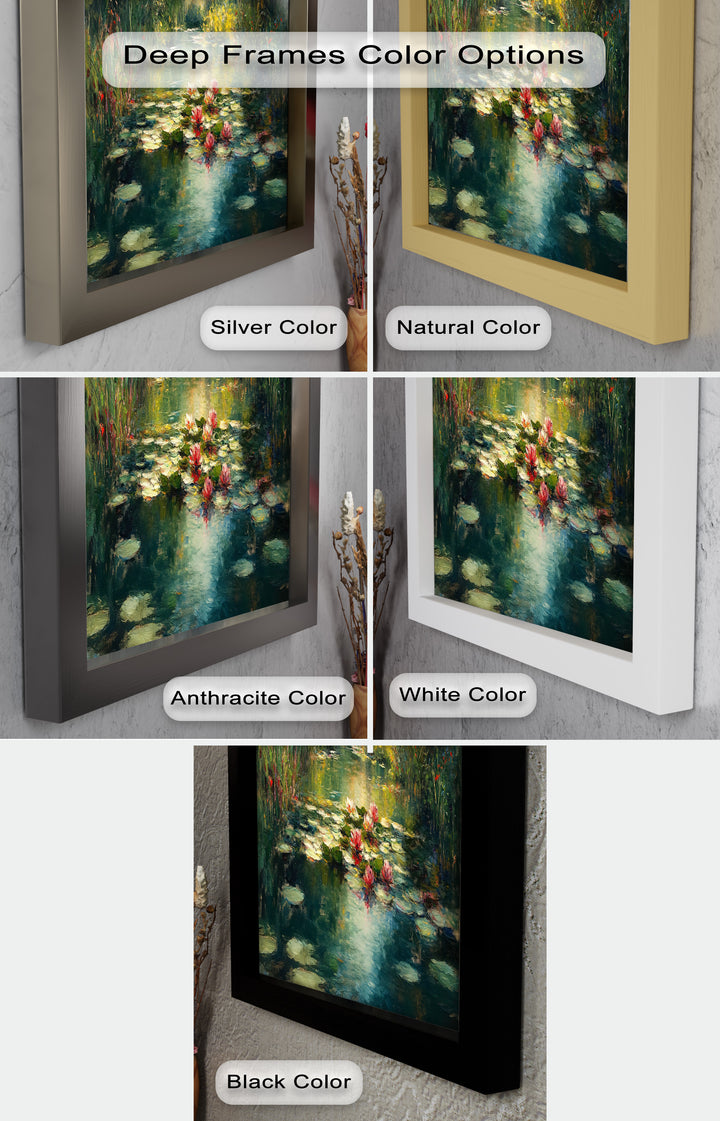 Tranquil Water Lilies in Sunlit Pond – Impressionist Oil Painting