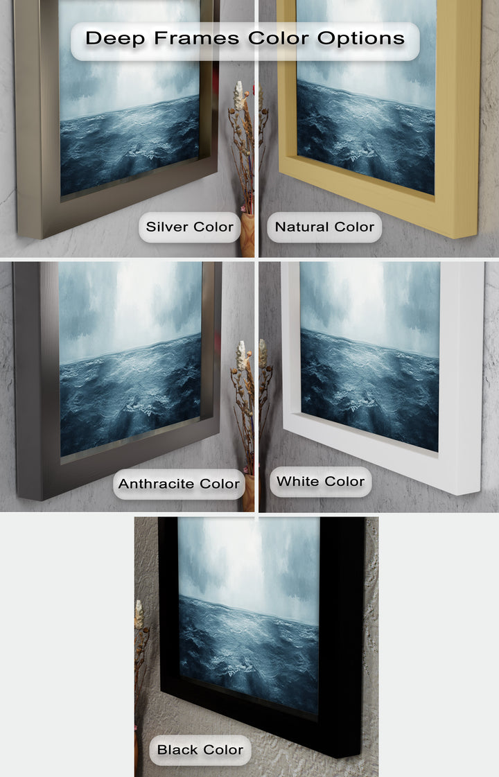 Ocean Horizon Calm – Minimalistisches blaues Meereslandschafts-Ölgemälde