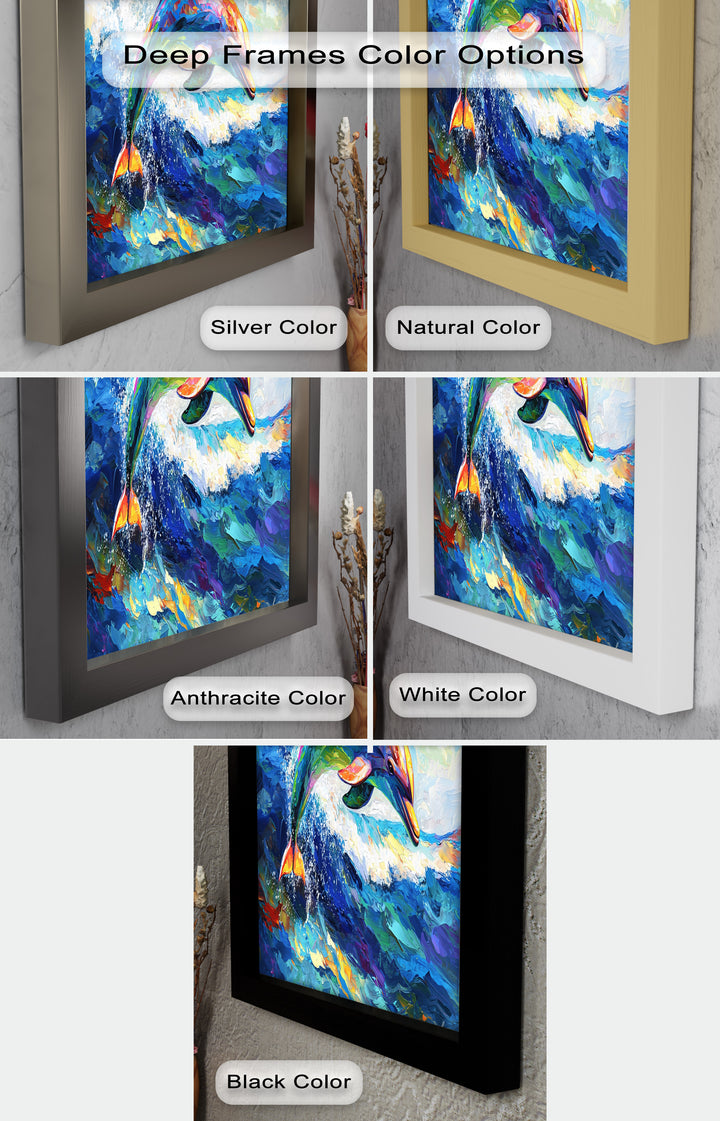 Dolphin Leaping Through Ocean Waves – Animal Oil Painting