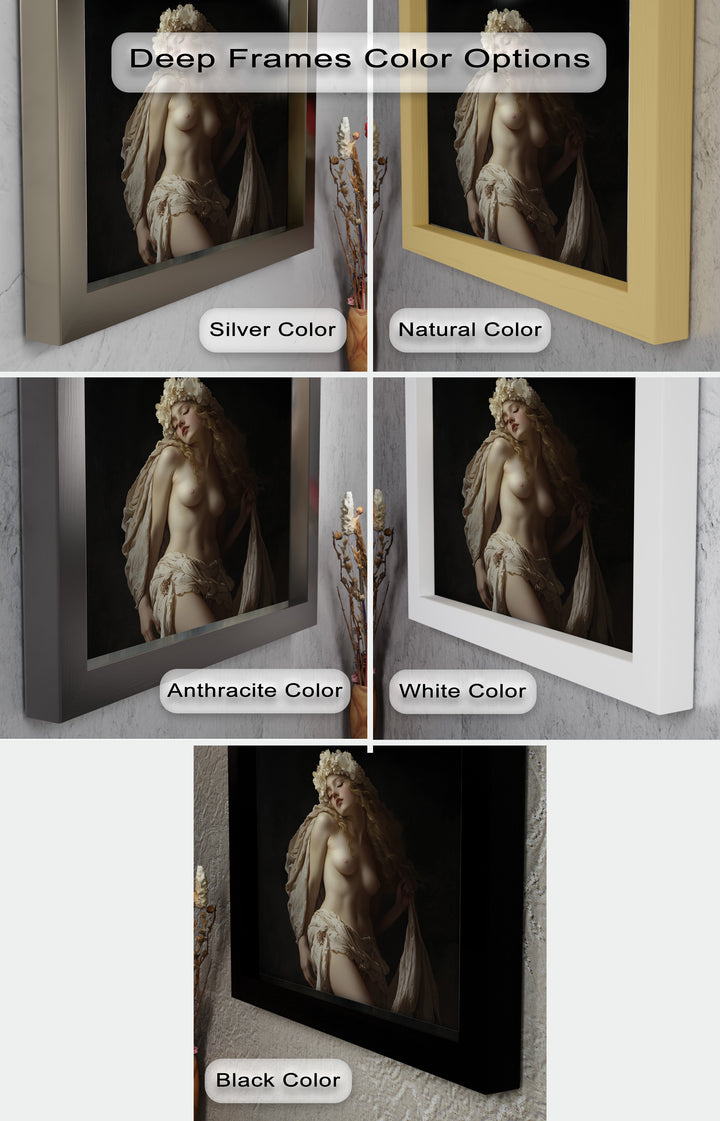 Moonlit Reverie – Classical Nude with Floral Crown Oil Painting