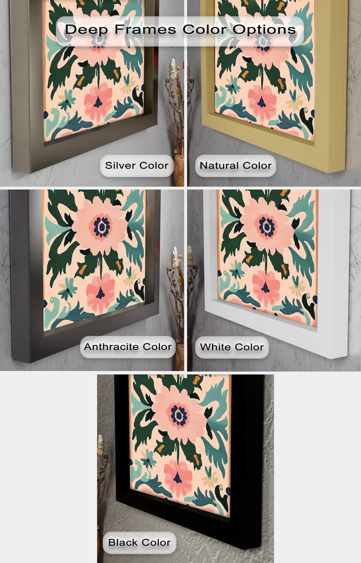 Folk Bloom – Symmetrisches Boho-Blumenölgemälde