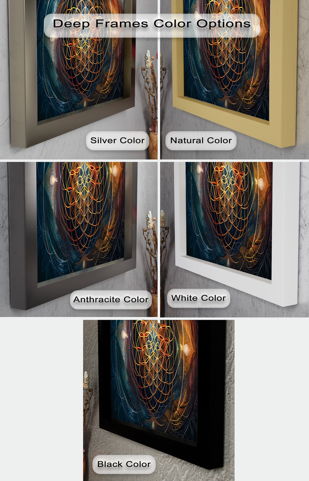 Spiritual Wall Art-Sacred Geometry Flower of Life Oil Painting