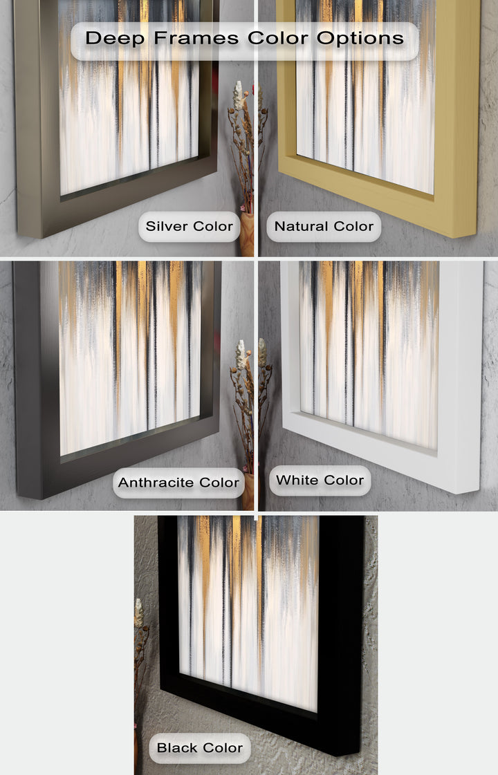 Modern Grey & Gold Abstract – Framed Oil Painting
