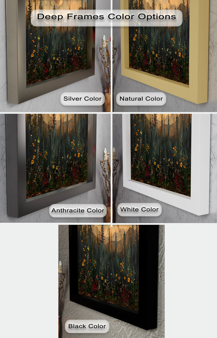 Moonlit Forest Flower Wall Art – Nature Landscape Oil Painting