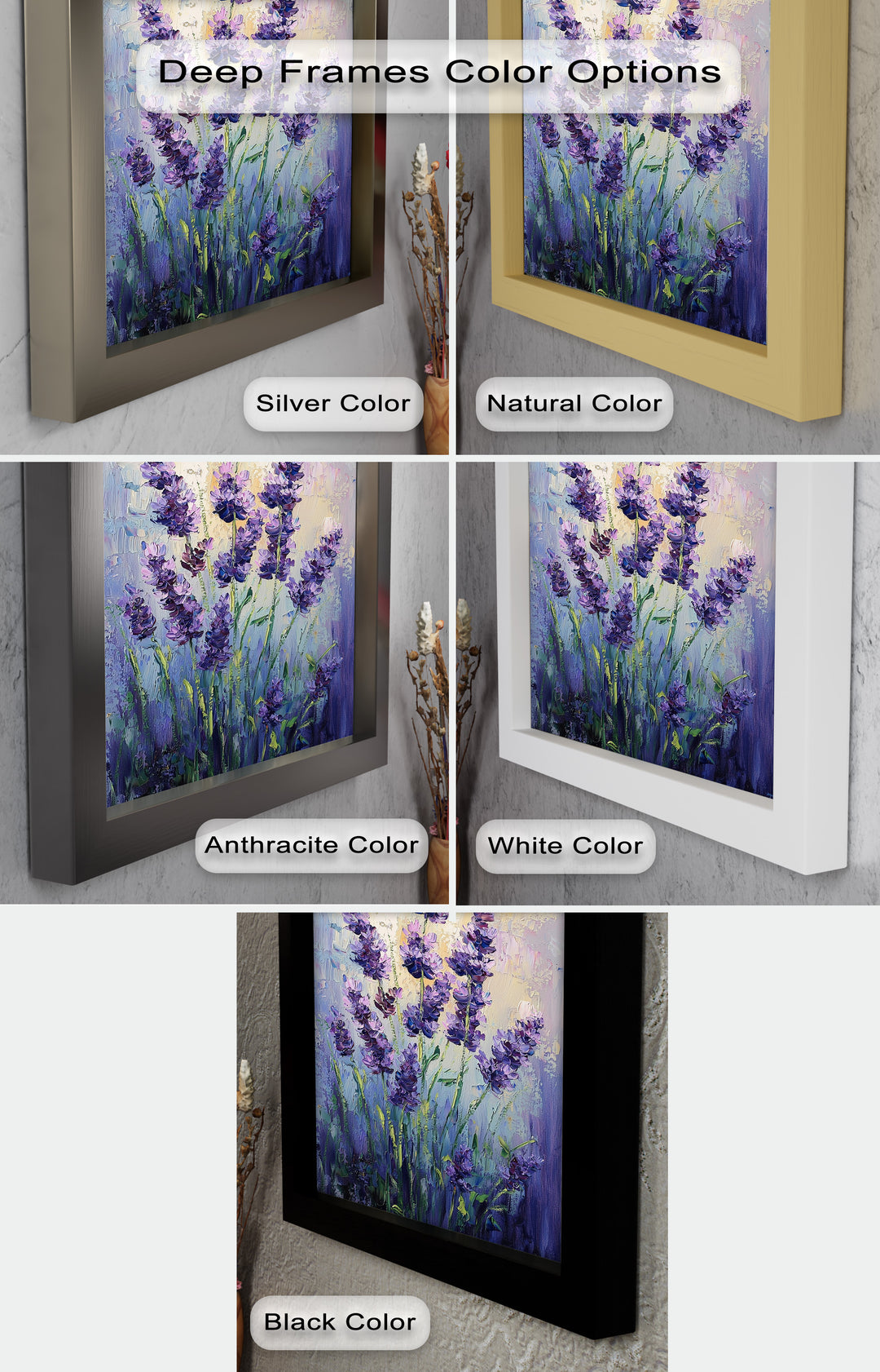 Impressionist Lavender Stalks - Flower Oil Painting