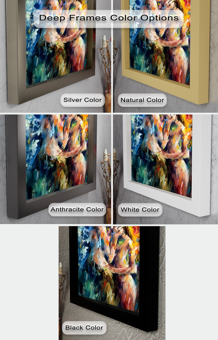 Ethereal Embrace – Abstract Lovers in a Burst of Color Oil Painting