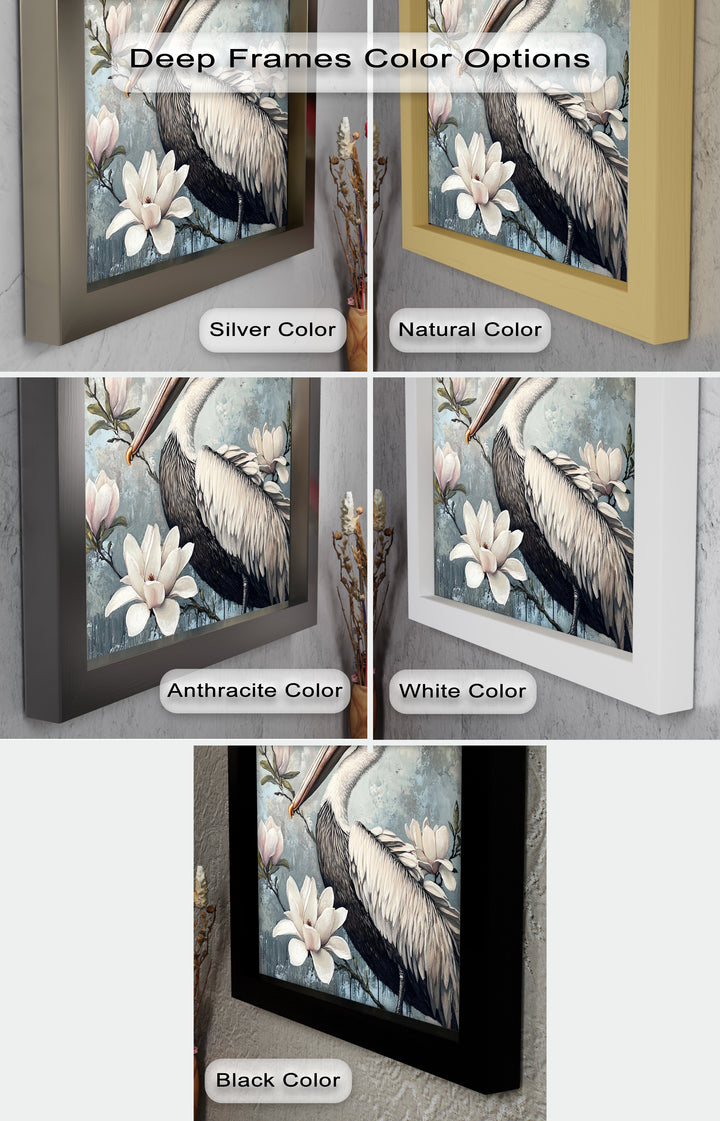 White Pelican Among Magnolia Blossoms - Animal Oil Painting