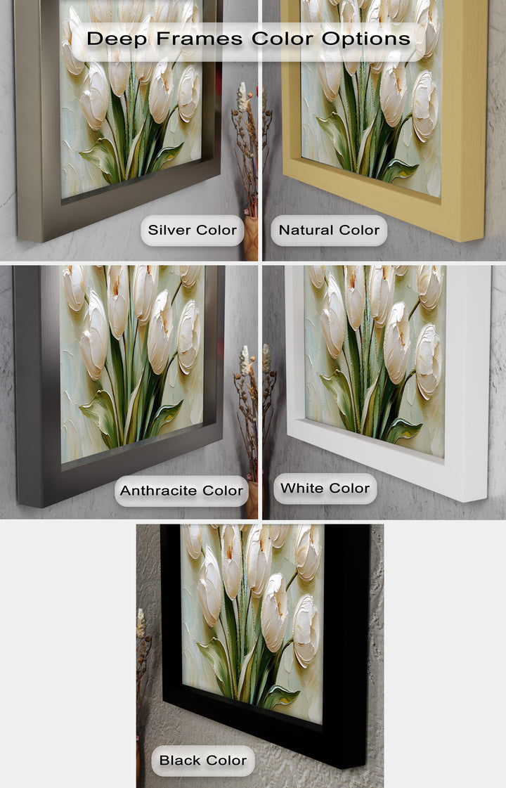 Whispers of Spring – Creamy White Tulip Bouquet Flower Oil Painting