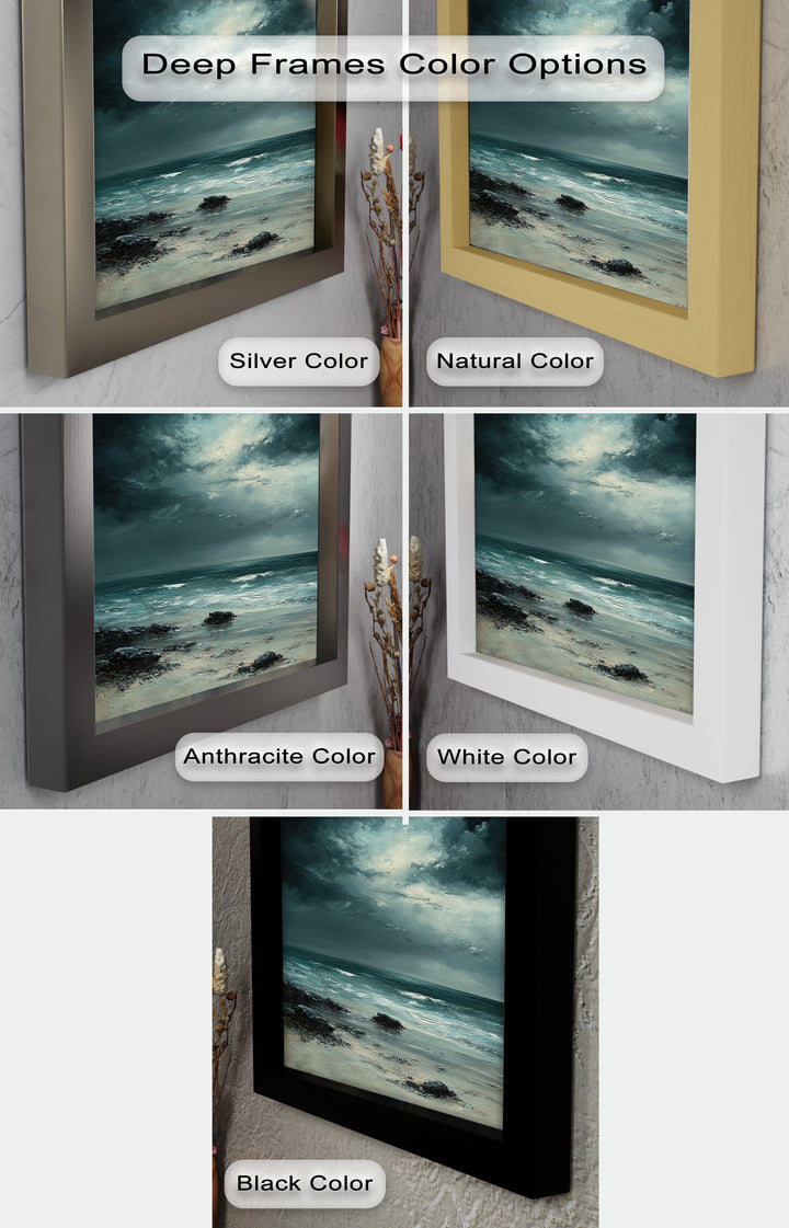 Stormy Beach Wall Art - Seascape Framed Oil Painting