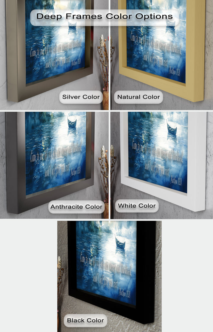 Matthew 11:28 – Find Rest in Christ Bible Verse Oil Painting