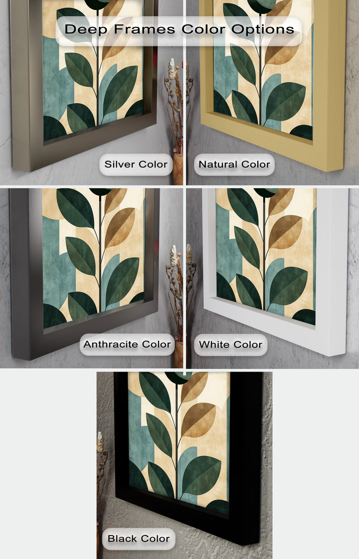 Geometric Botanical – Mid-Century Modern Leaf Oil Painting