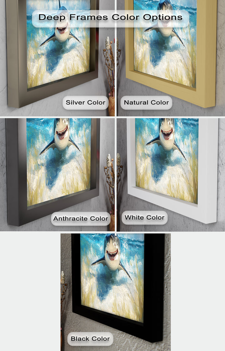 Smiling Shark by the Shore – Animal Oil Painting