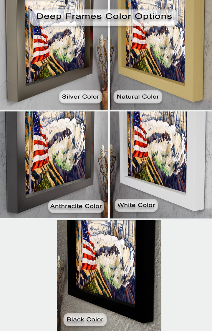 Amerikanische Flagge und Weißkopfseeadler - Patriotisches Ölgemälde
