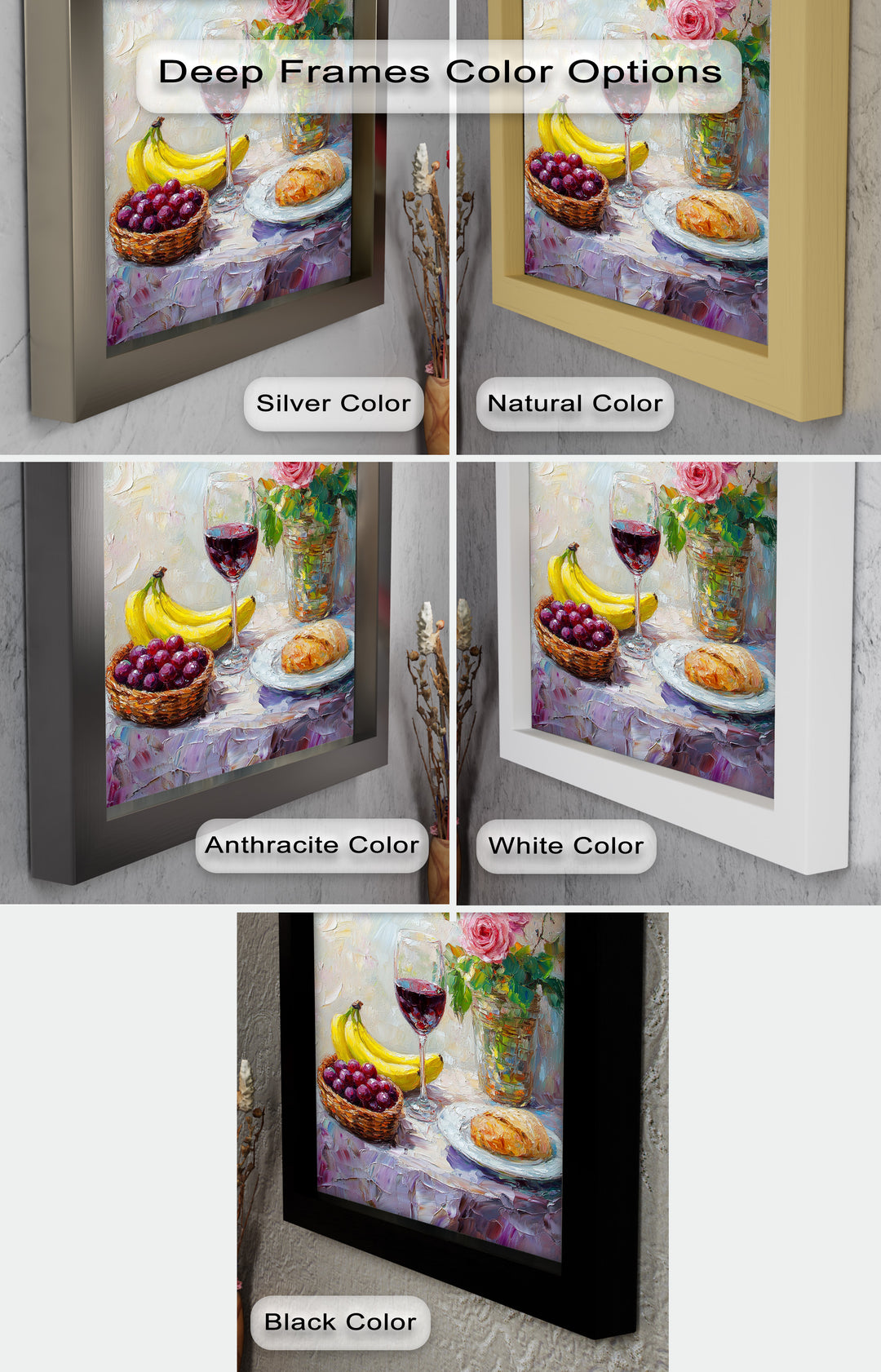Rose & Fruit Kitchen Decor - Still Life Oil Painting