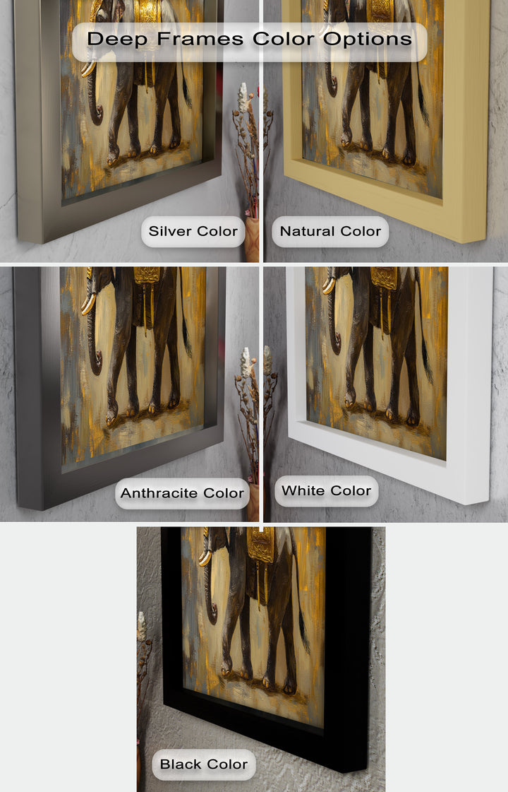 Elephant with Golden Saddle - Animal Oil Painting