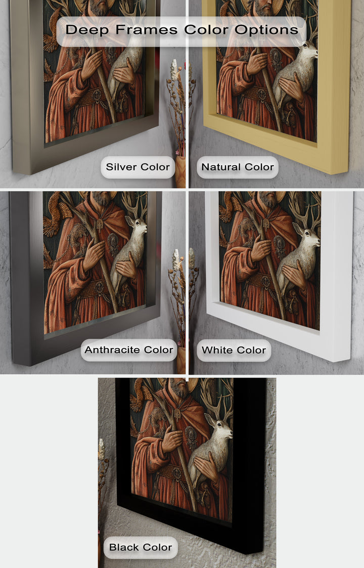 Saint with Deer Wall Art – Religious Oil Painting