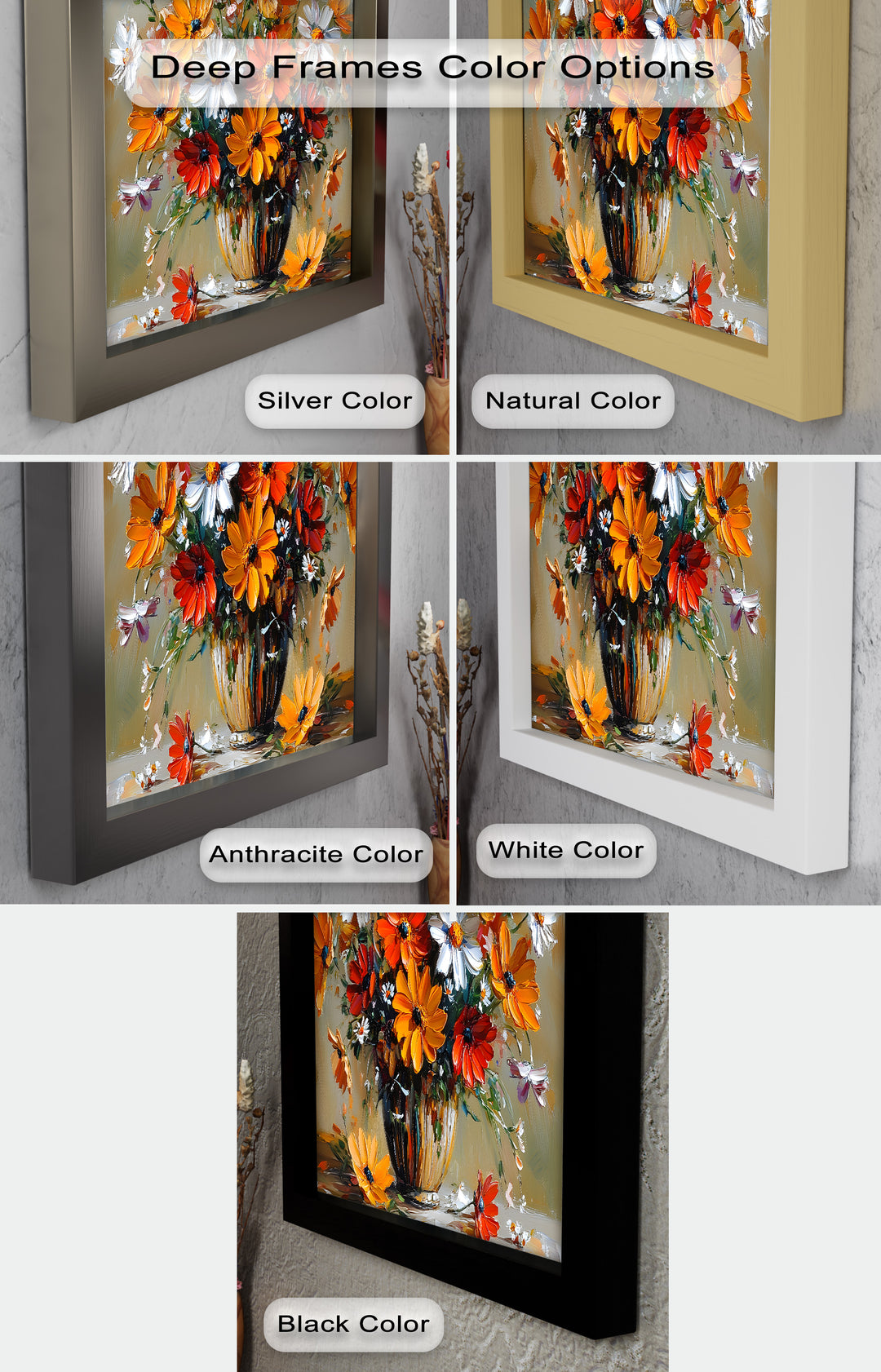 Orange & White Flowers – Botanical Oil Painting