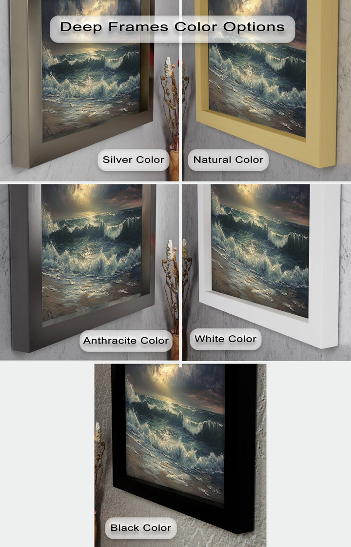 Ocean Sunset Wall Art - Storm Seascape Oil Painting