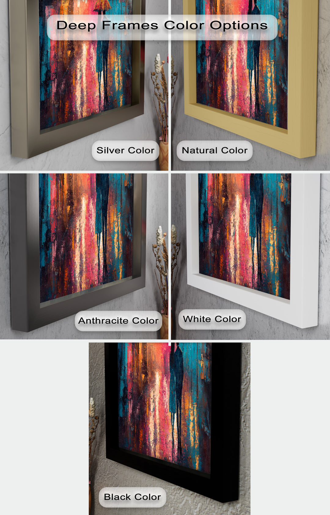 Evening Embrace – Lovers Under City Lights Love Oil Painting