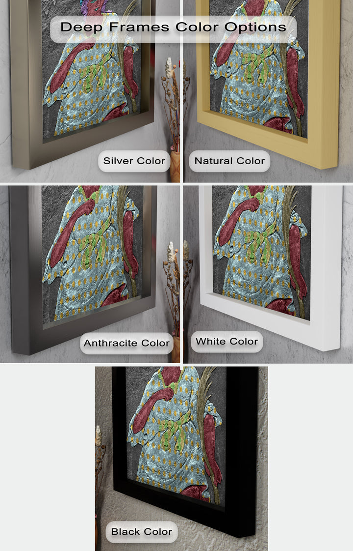 Geheiligte Blüte – Polychromes Engelrelief-Ölgemälde