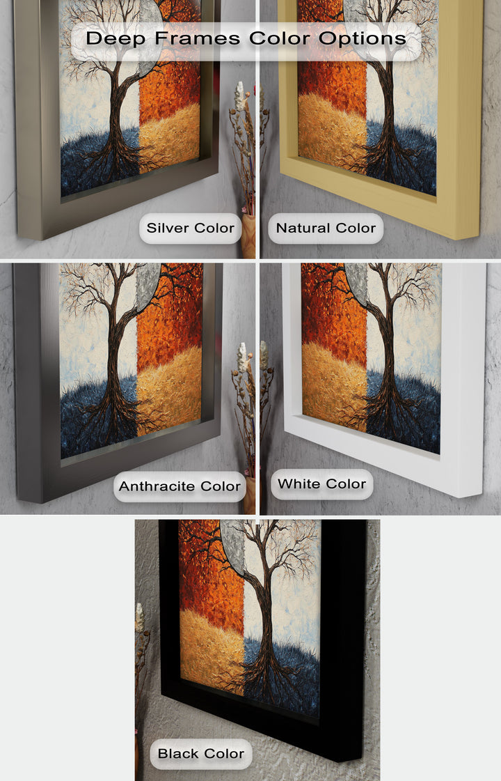 Duality of Seasons – Abstract Tree Oil Painting