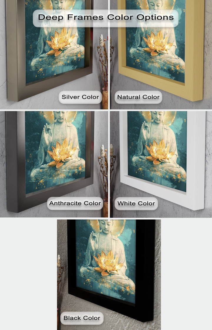 Buddha with Lotus Flower Wall Art – Religious Oil Painting