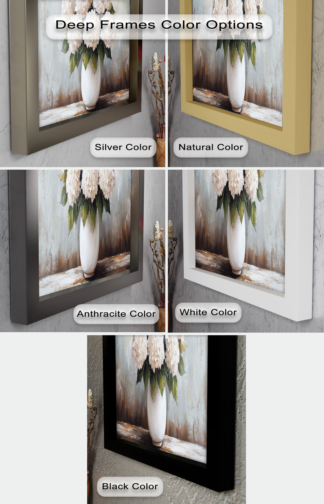 Ivory Bloom Elegance – Still Life Oil Paintings