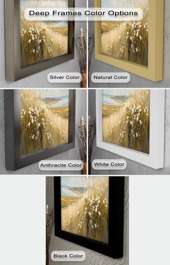 Wildflower Field Landscape – Serene Coastal Oil Painting