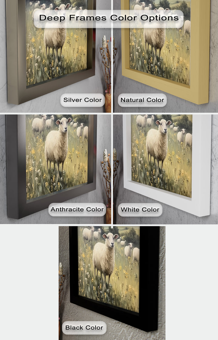 Sheep in Spring Meadow – Pastoral Oil Painting
