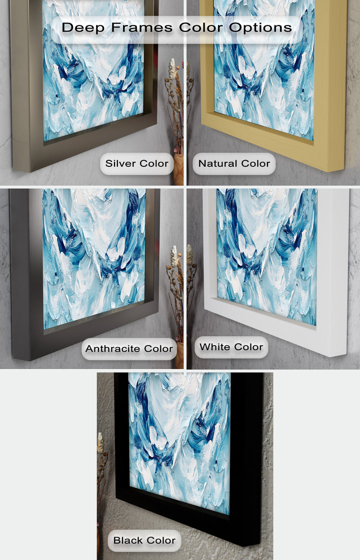 Ocean Ice Texture Art – Abstract Blue & White Oil Painting