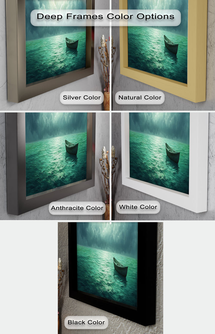 Solitude Adrift – Serene Empty Rowboat Oil Painting