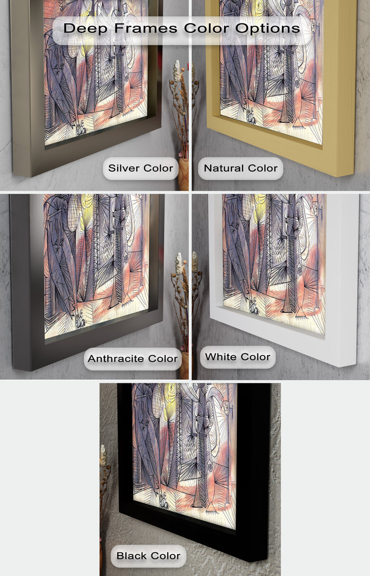 Surreal Abstract Figures in Motion – Cubist Oil Painting