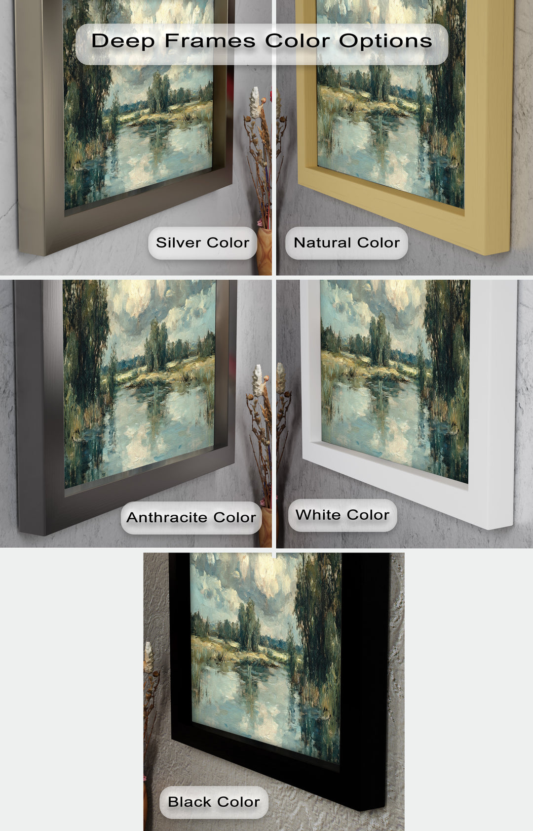 Golden Field & Mountain Horizon – Landscape Oil Painting