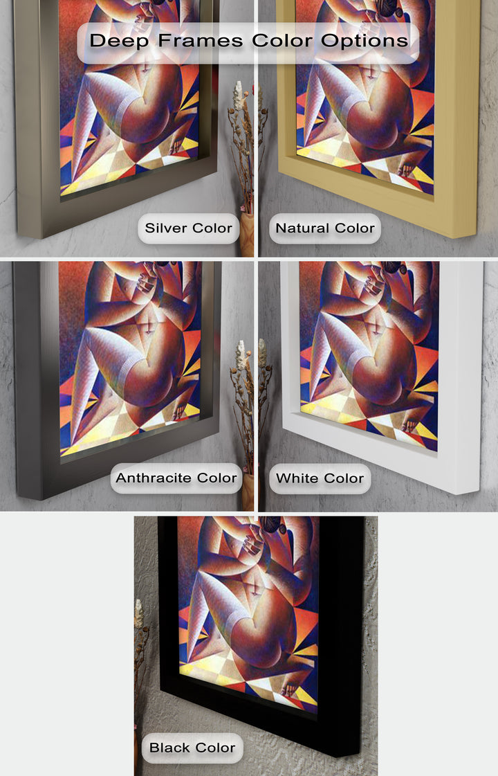 Entwined Forms – Abstract Lovers in Geometric Harmony Picasso Oil Painting
