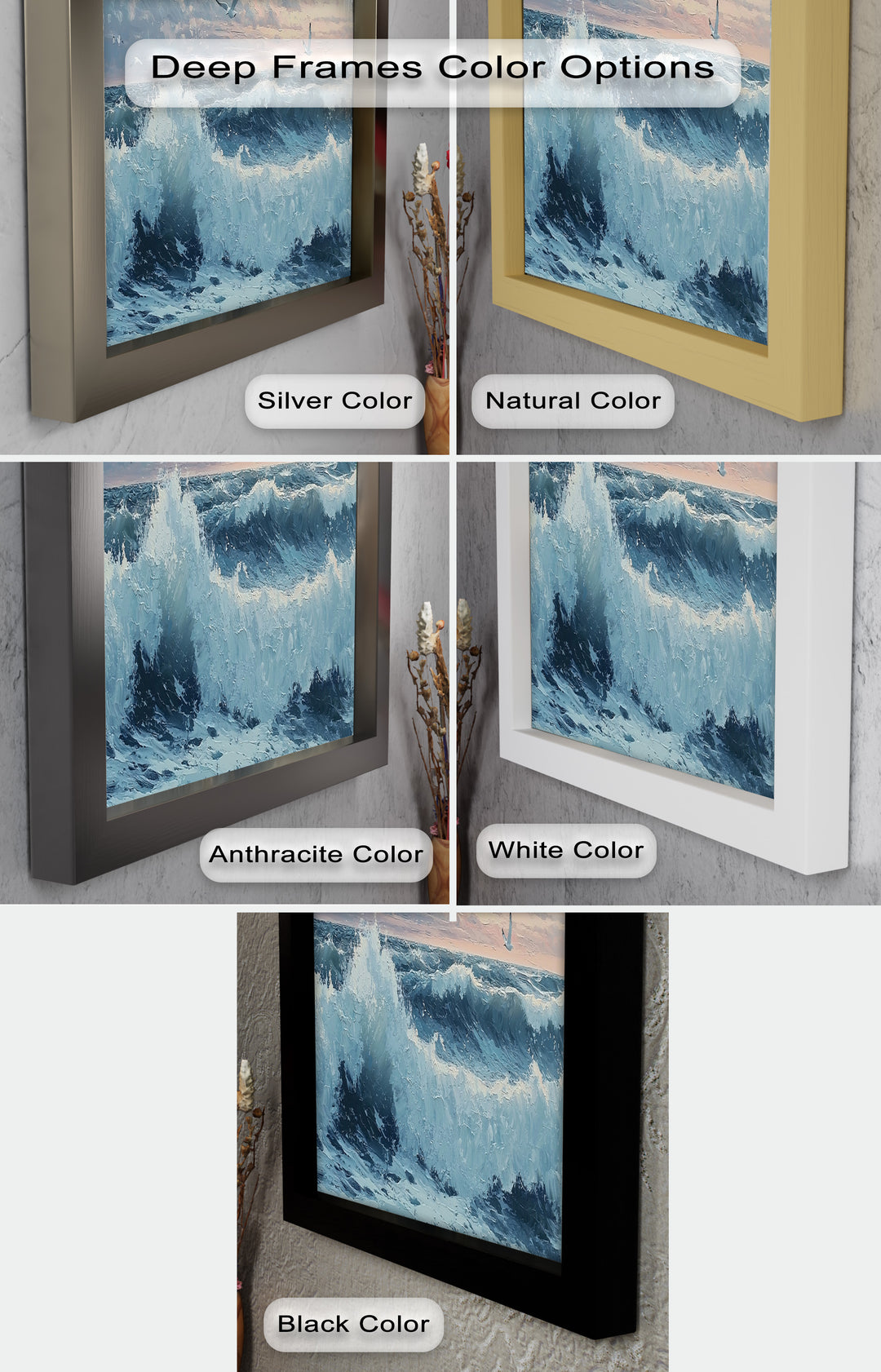 Coastal Wave Art - Seagulls Seascape Oil Painting